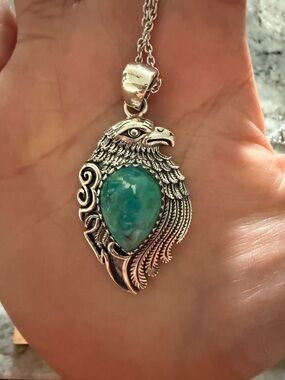 🚨🔥BBJ Southwest Style Sterling Silver Turquoise Eagle Pendant For Necklace